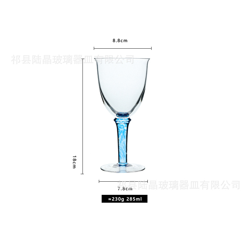 Lu Jing azul patrón flor semilla Copa artificial soplado taza de vino tinto cristal vidrio hogar vidrio de vino