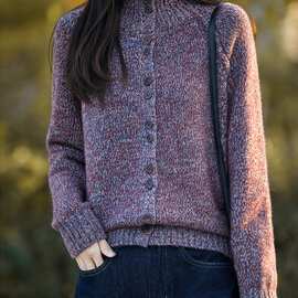 2025秋冬款花纱高领毛衣女厚款宽松减龄针织开衫外套上衣时尚毛衫