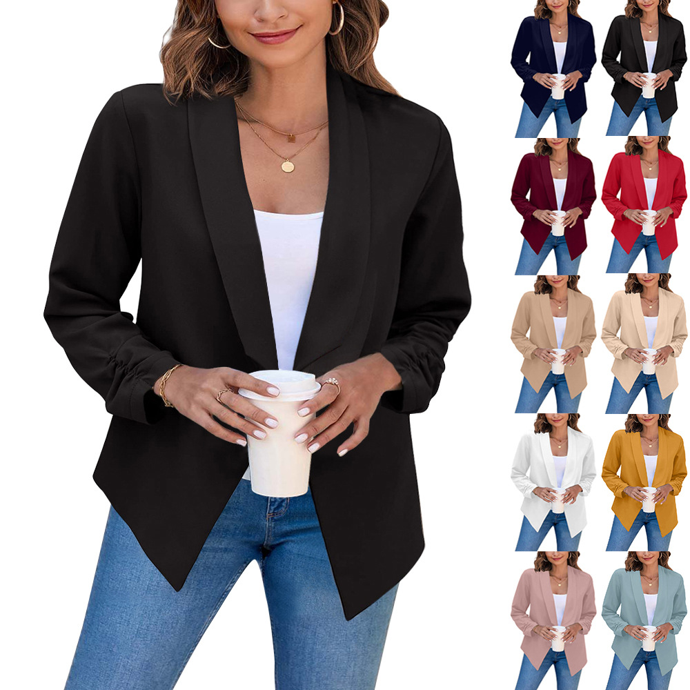 Fashion Solid Color Patchwork Polyester Placket Blazer display picture 1