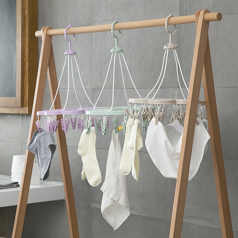 32-joint multi-jaw clothes hanger, multi-functional plastic drying rack for clothes, pants, underwear, socks, drying clips