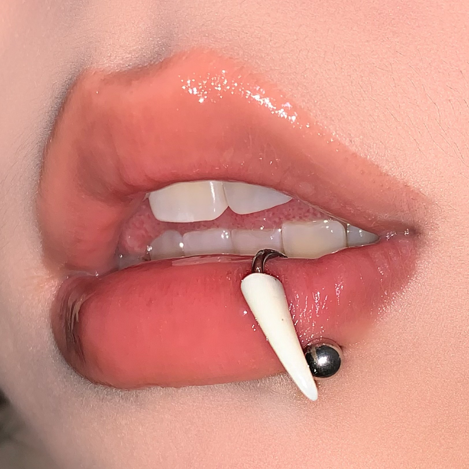 Labret piercing jewelry detail image