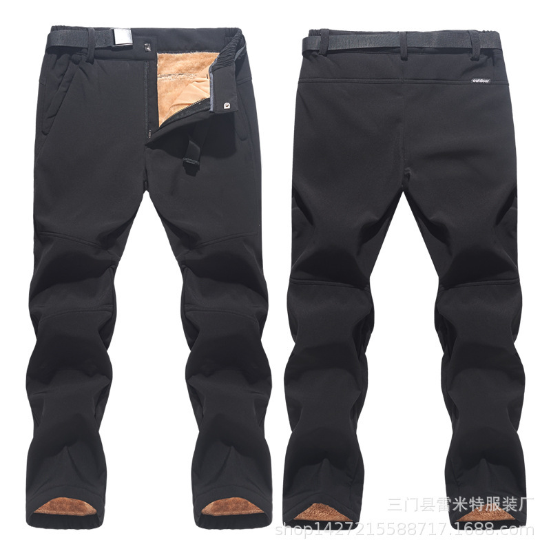 Winter outdoor lambswool pants men and women couple waterproof windproof soft shell ski pants thick printed logo2587