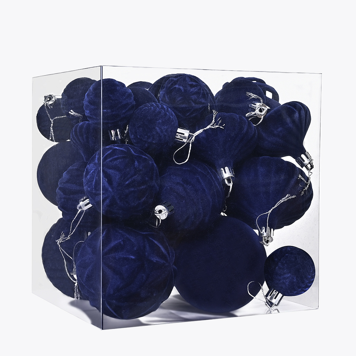 Transfronterizos para 36 bolas de navidad de floquete de forma especial, bolas de tela pintadas rojas, colgantes decorativos para árboles de navidad