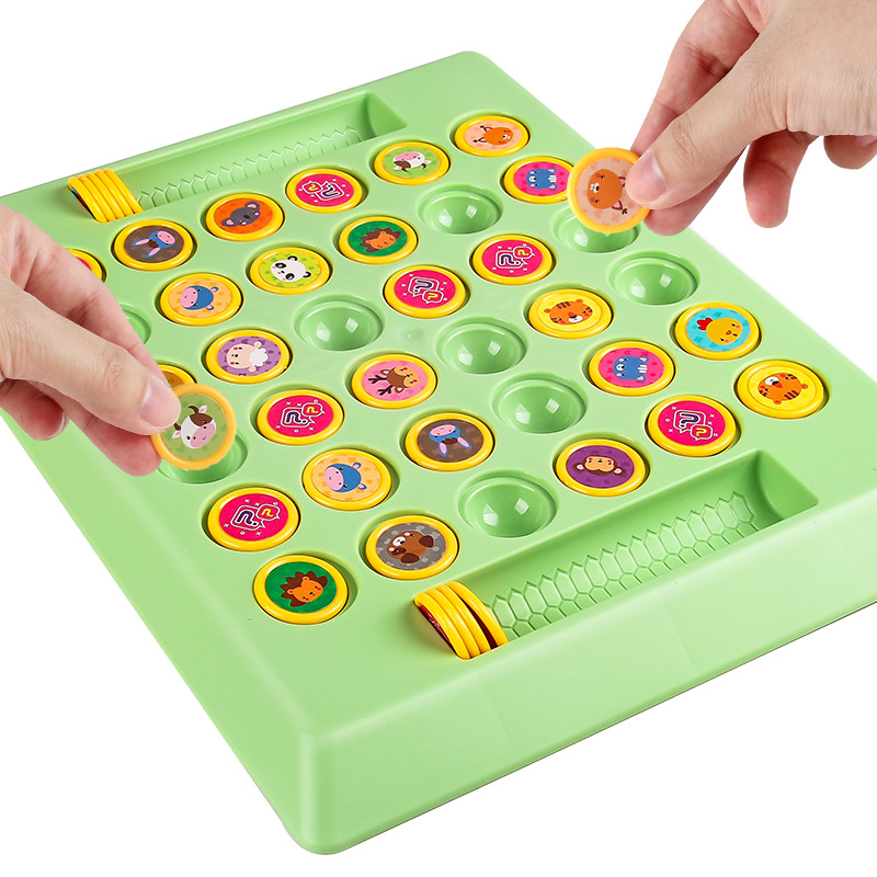 Juguetes de puzzle de dibujos animados para niños Ajedrez de doble juego de memoria de juego de mesa interactivo para padres e hijos Ajedrez de doble juego de juego