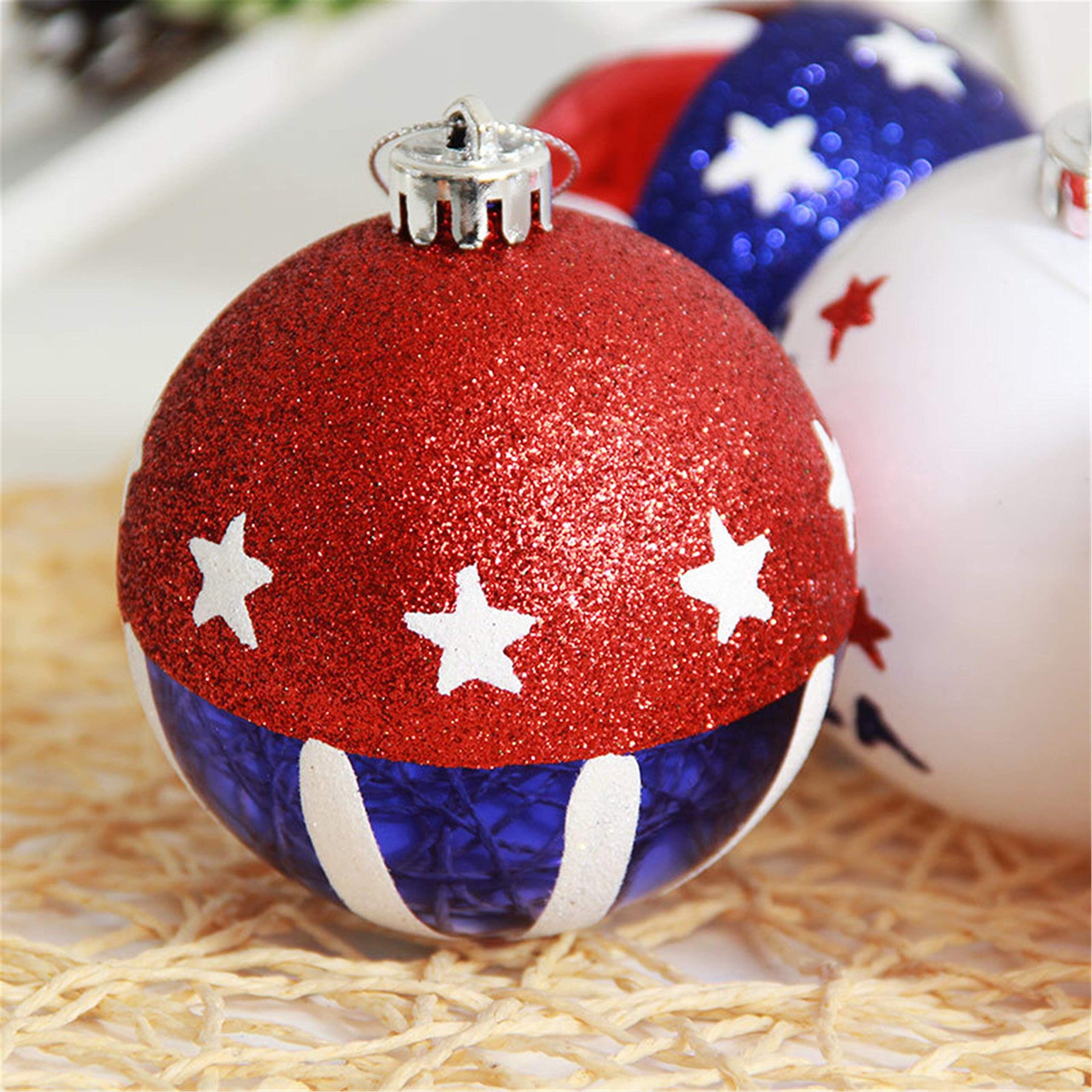 Cross-border especial 6cm patrón de la bandera americana Día DE LA Independencia hecho a mano brillo bola decorativa BOLA DE Navidad colgante
