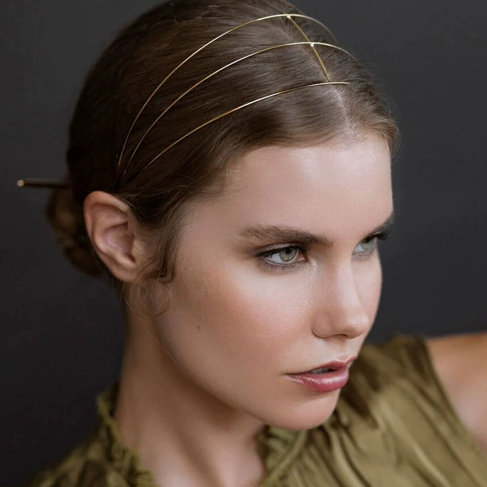 Трансграничный новый ретро металлический обруч для волос дамы минималистичный модный многослойный головной убор аксессуары для волос невесты высокого уровня чувство аксессуары