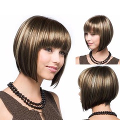 Amazon New Women's Short Straight Hair Wig with Straight or Slanted Bangs Bob Wig Heat Resistant Synthetic Fiber Wig Head Cover