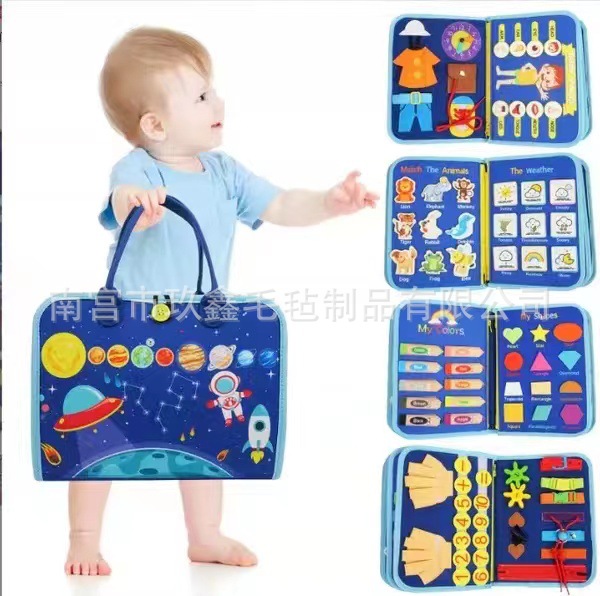 Felt transfronterizo Junta ocupada Educación infantil Habilidades prácticas de vida Monchi Puzzle Kindergarten libro de tela personalizado