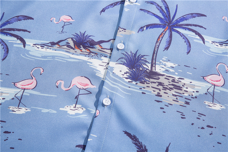 Floral Herren Short Ins Style Cool Hawaiian Paar Loose Beach Halbarmhemd_voghion.com