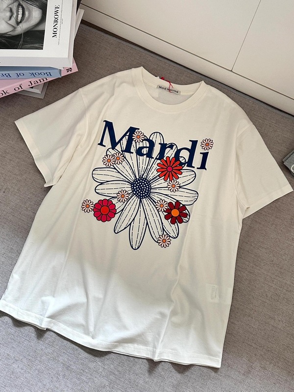 韓国マルディトレンディな半袖フラワープリントゴールドハイシルバー夏ラウンドネック純綿ルーズTシャツトップトレンディ|undefined