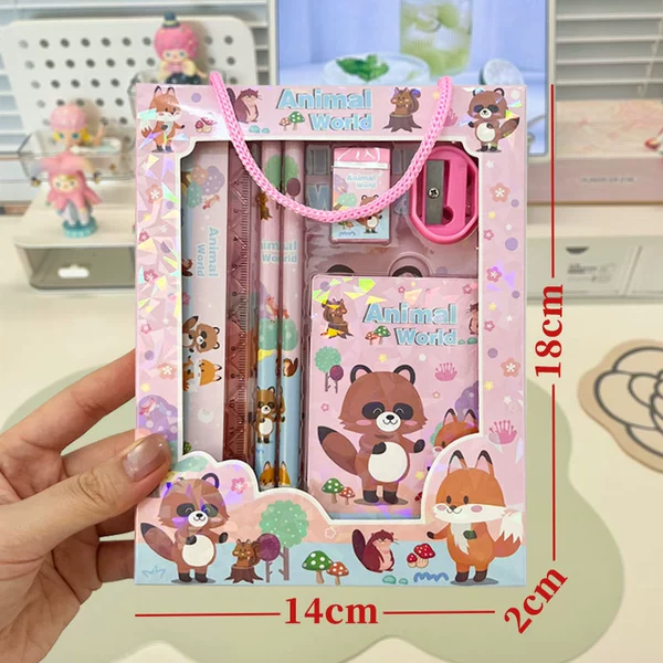 Fuchsia stationery, set, with little bears, 2353 carat
