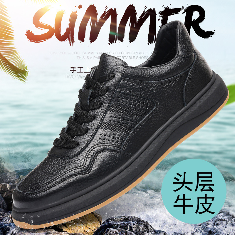 Piel de vaca de primera capa 2025 verano nuevo estilo sandalias para hombre cuero cuero casual para hombre zapatos de hombre huecos perforados y transpirables