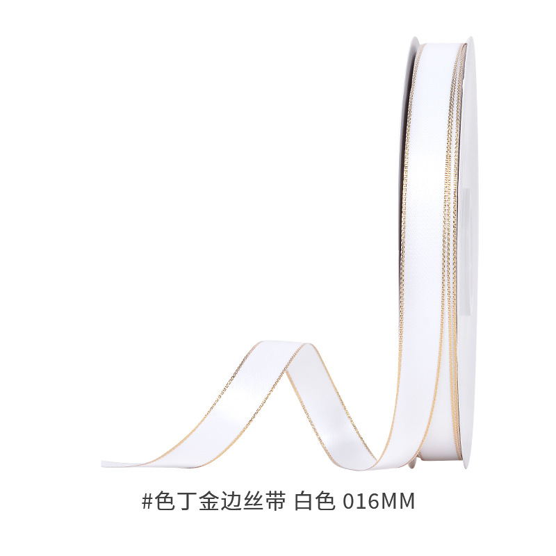 Yao Ming seda seda dorada y plata borde cinta flores regalo embalaje arco accesorios DIY fábrica directa