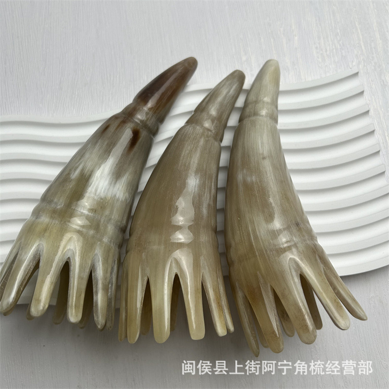 Horn Comb Long Hair Washing Comb Massage Comb Gua Sha Board Meridian Head Therapy Comb 15-20CM overview