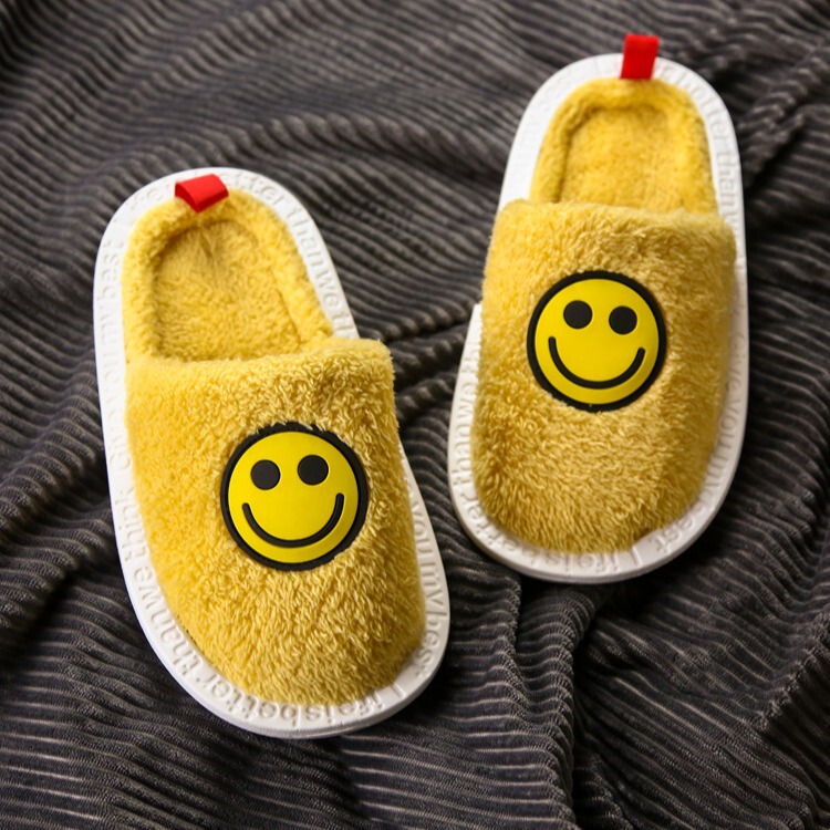 Creative New Winter Smiley Cotton Slippers Thick Bottom Warm Non-slip Wear-resistant Casual Plush Home Indoor Cotton Shoes for Women