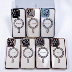 Apple iPhone 15対応 マグネット式スマホケース ゴールドグリッター カメラ保護 ダイヤモンド装飾 耐衝撃 軽量 高級感