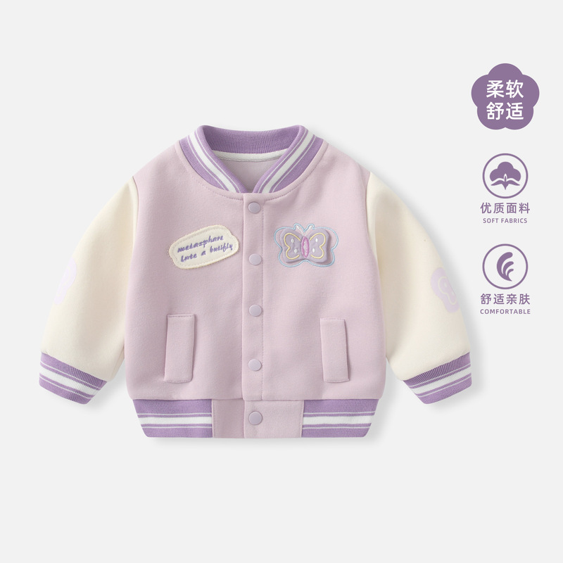 Baby Girl Stylish Princess Baseball Jacket Clearance Sale Spring Outfit Cardigan Children's Outerwear