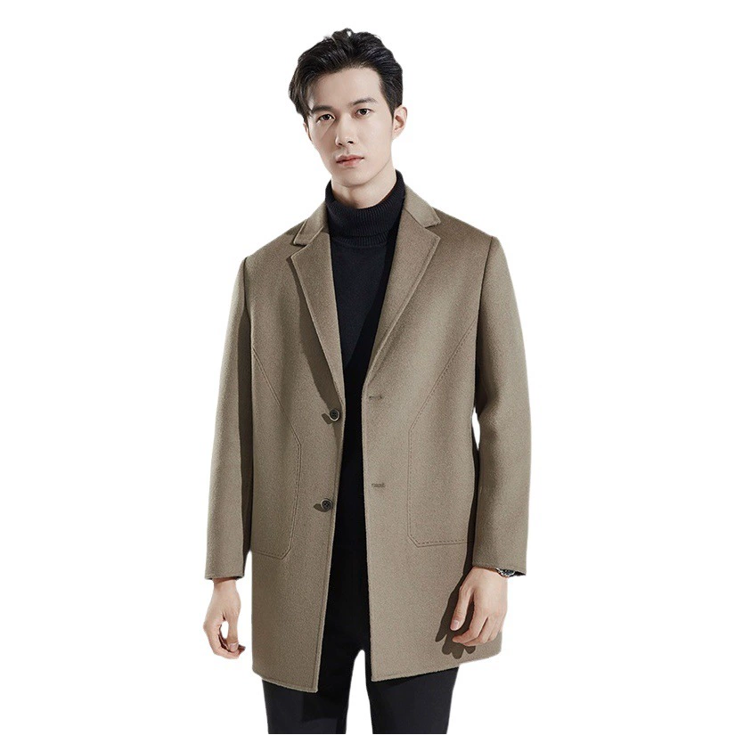 100% чистая шерстяная шерстяная двухсторонняя шерстяная куртка для бизнеса повседневный длинный рукав утолщенные мужские шерстяные куртки