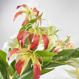 火焰百合带果3D打印仿真花假花桌面摆设家居装饰婚礼造景插花批发