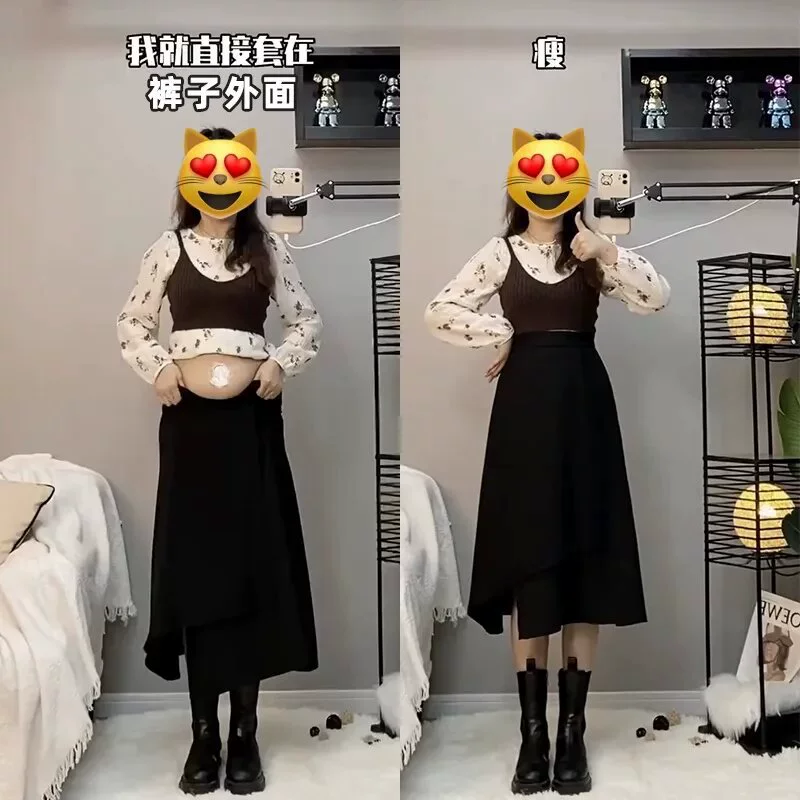 Черная нерегулярная юбка женского пола маленький 2025 новый весенний летний укрытие с высокой талией