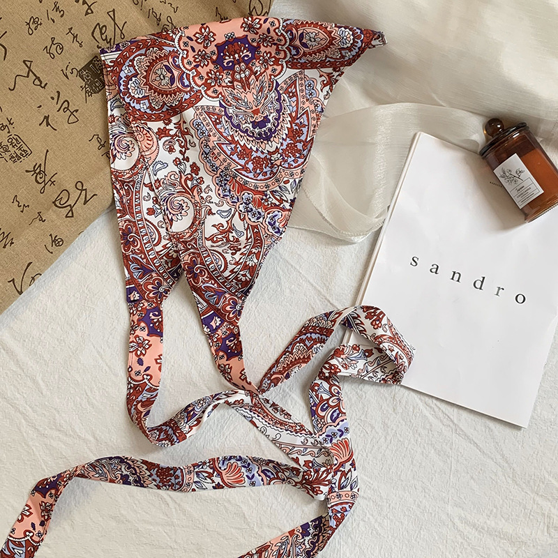 Toalla triangular, sello de cintura de verano, cintura, cortina de pedos, flor de anacardo, bufanda de seda de alta calidad, pañuelo en la cabeza, cinta para el cabello, fábrica de procesamiento personalizada