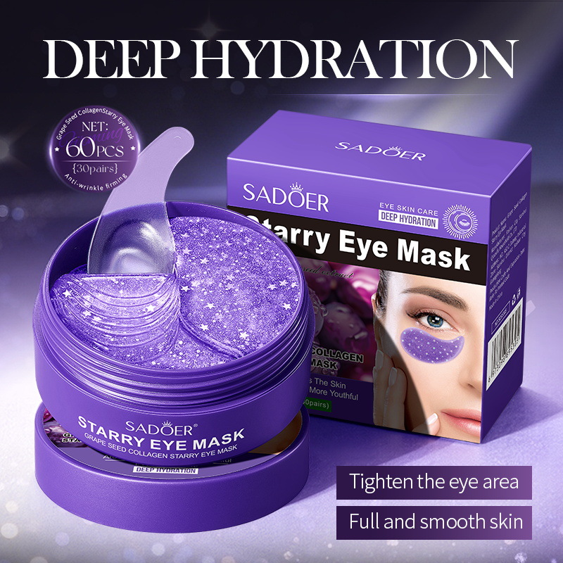 All-English Sadoer Grape Seed Collagen Starry Sky Eye Mask Hydrating and Moisturizing Eye Mask Cross-Border Foreign Trade Wholesale