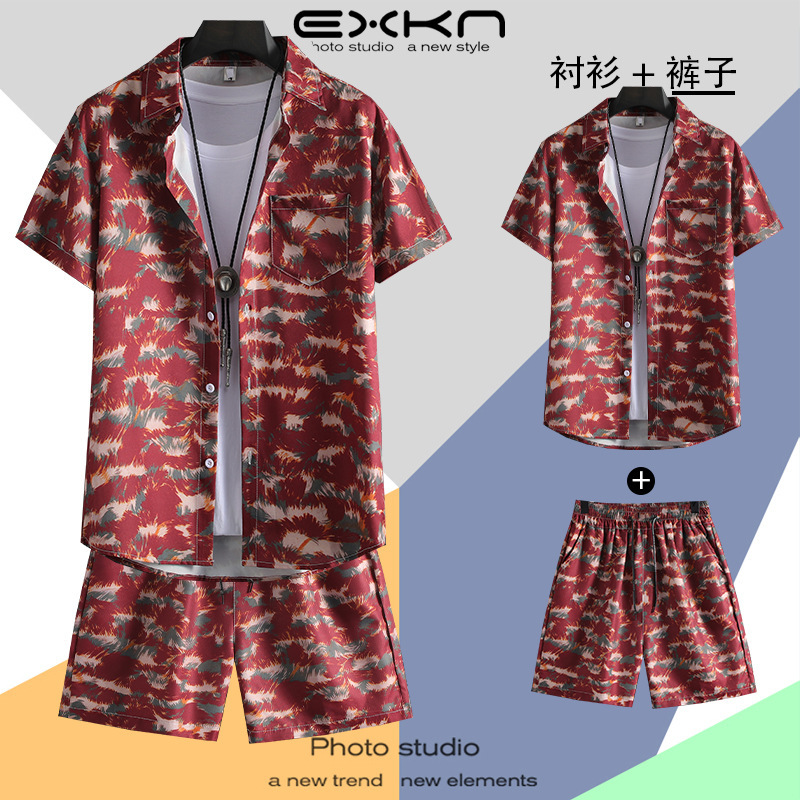 C106 레드 [슈트] (셔츠+반바지)