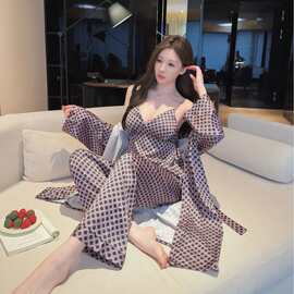 性感睡衣女夏季薄款冰丝吊带三件套长裤丝绸韩版26新款家居服套装