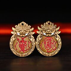 黄铜吞金兽紫薇讳护身符吊坠挂件项链男平安扣招财运转平安财随身