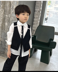 童裝2023年秋季新款兒童馬甲潮童穿搭休閒英倫紳士風洋氣一件代發