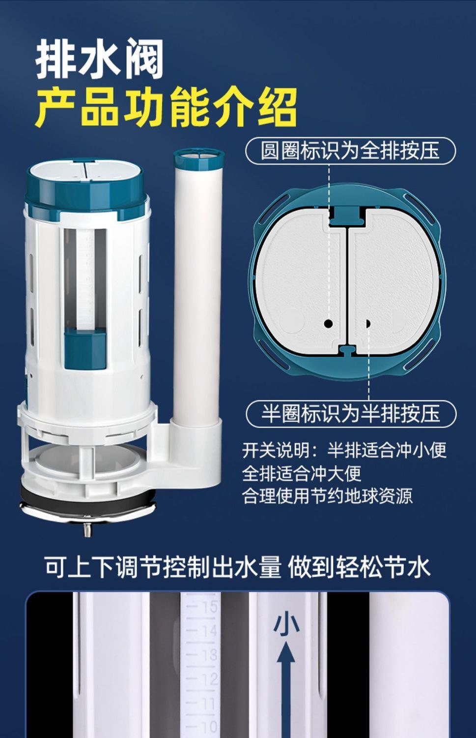 Toilet flush, toilet water tank accessories, universal complete set of flushing, old-fashioned toilet water valve, drain valve, toilet accessories undefined