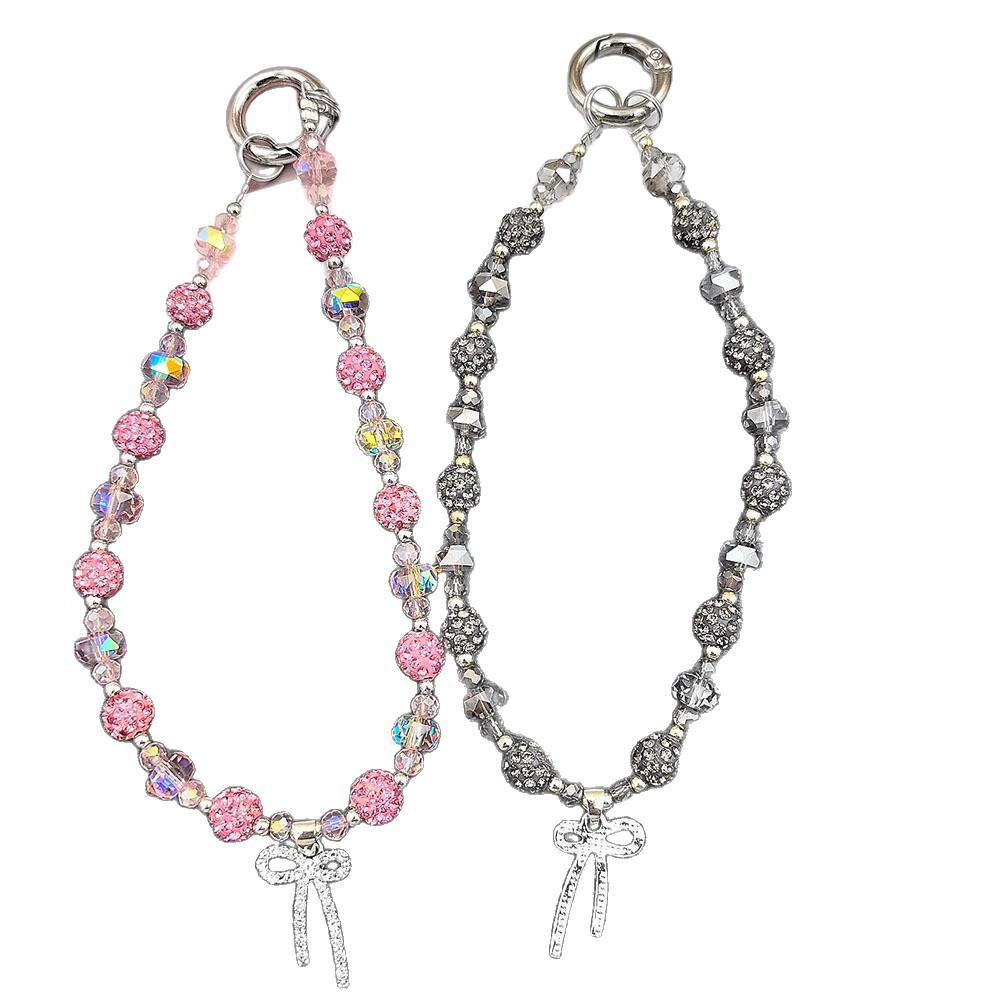 Colgante de moda, lazo de diamantes, cadena de teléfono móvil de diamantes de imitación, cordón de muñeca, bolso de colgante anti-pérdida hecho a mano, alto valor