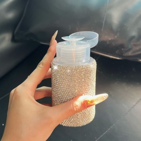 跨境外贸厂家直销镶钻按压式分装瓶化妆品补水乳液卸妆水瓶200ml