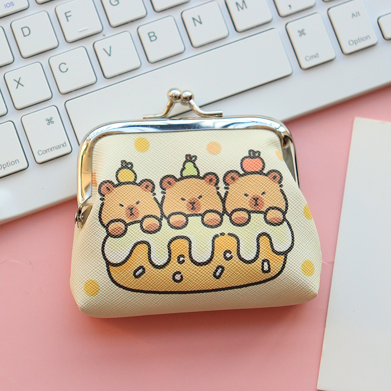 Casual, Daily Occasion Pu Leather Material Unisex Cartoon Pu Leather Buckle Coin Purses