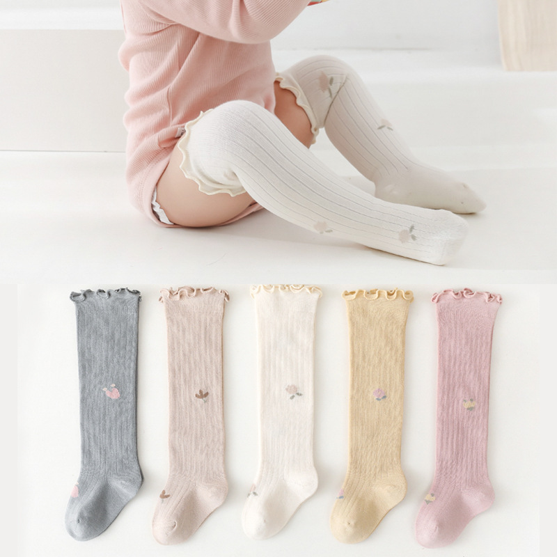 Spring Baby Socks Women's Long Barrel Baby Children's High Stockings Floral Floral Loosen Neonatal Leg-free Little Girl Socks Spring Baby Socks Women's Long Barrel Baby Children's High Stockings Floral Floral Loosen Neonatal Leg-free Little Girl Socks