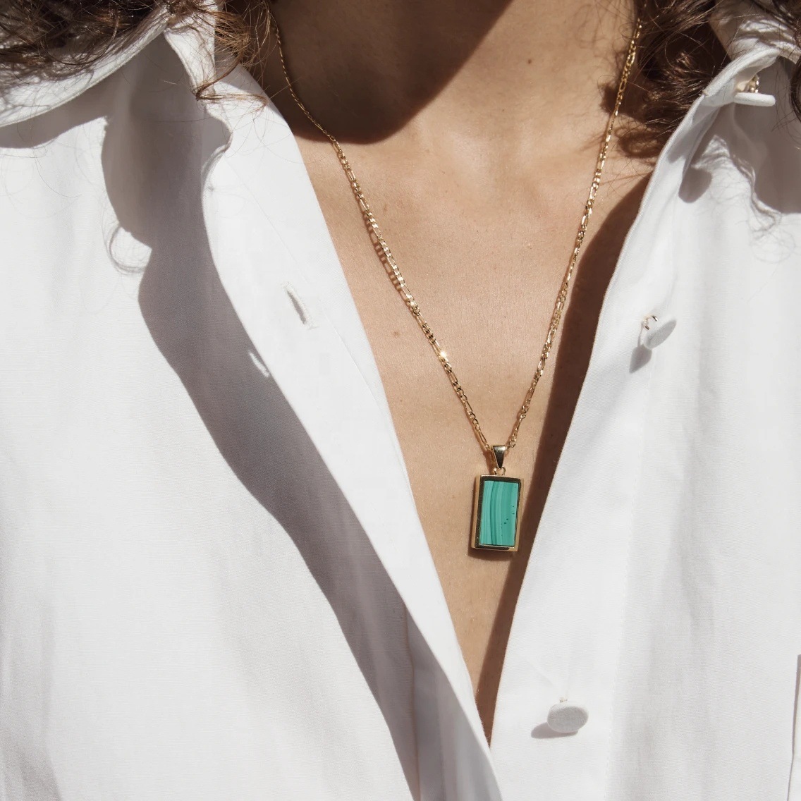 Collier De Pierre Noire Pure Coquille D&#39;ormeau Blanc Turquoise Simple display picture 7