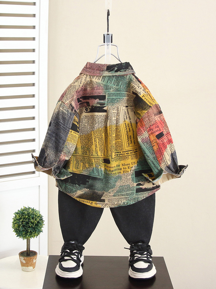 5957 ropa de otoño para niños camisa de calle frita 2024 primavera y otoño nuevo estilo bebé estilo occidental camisa coreana chaqueta de otoño para niños