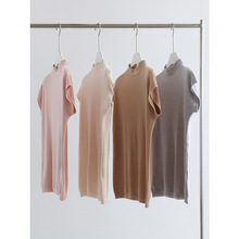 跑量款半高领包肩针织衫无袖上衣女装气质通勤春夏内搭纯色新品