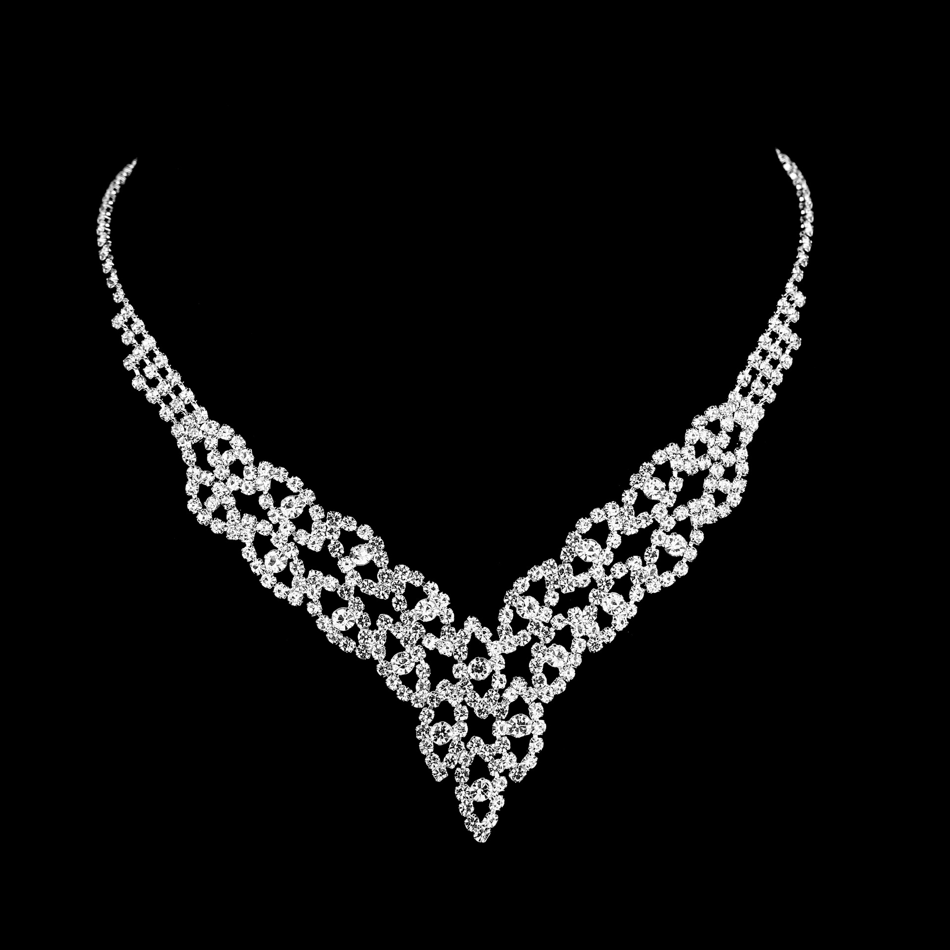 Fashion Wedding Accessories Eyes Leaf Rhinestone Three-piece Set display picture 2