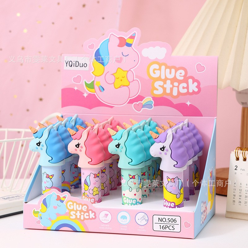 创意独角兽造型固体胶高颜值ins白色胶棒可爱网红新款手工胶水批