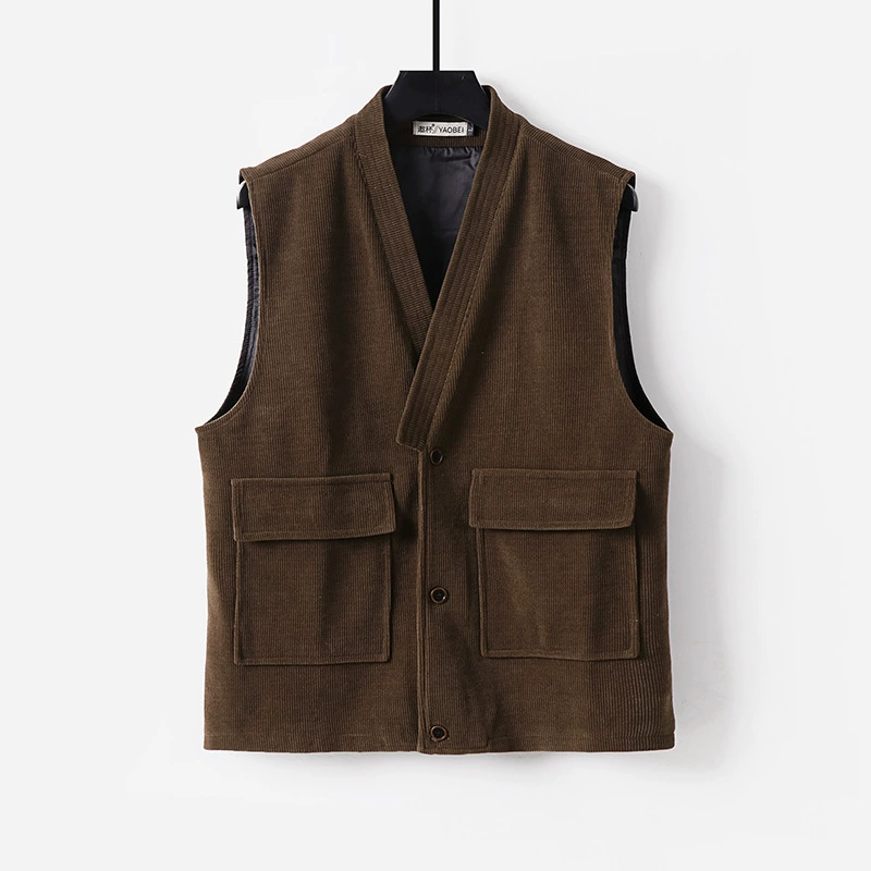 Новый свободный мужской жилет большого размера в британском стиле с v-образным вырезом, ретро бархатный тканевый слегка свободный мужской жилет без рукавов