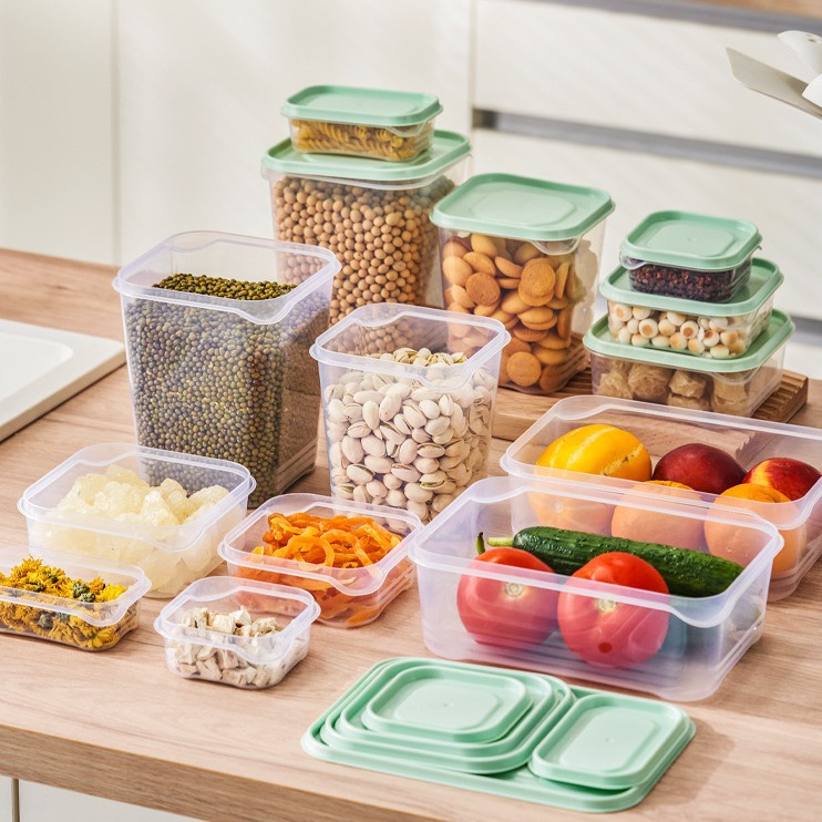 Juego de 17 recipientes organizadores para refrigerador con tapa, aptos para alimentos, transparentes, para almacenar frutas y alimentos.