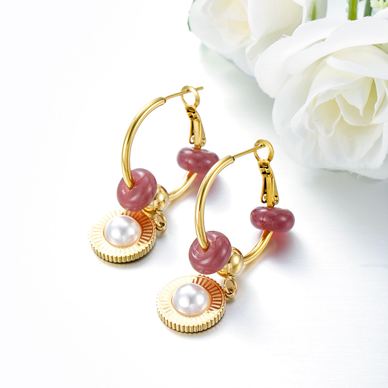 Xuping acero inoxidable chapado 14k temperamento de moda cuentas pendientes de bordilla de diseño de nicho fácil de usar auriculares