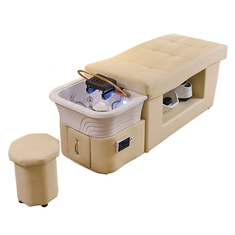 Lavabo de cerámica, masaje, cama de champú, cama de terapia de cabeza gruesa, circulación de agua, cama de descarga, sopa medicinal, peluquería, salón de belleza, centro de salud