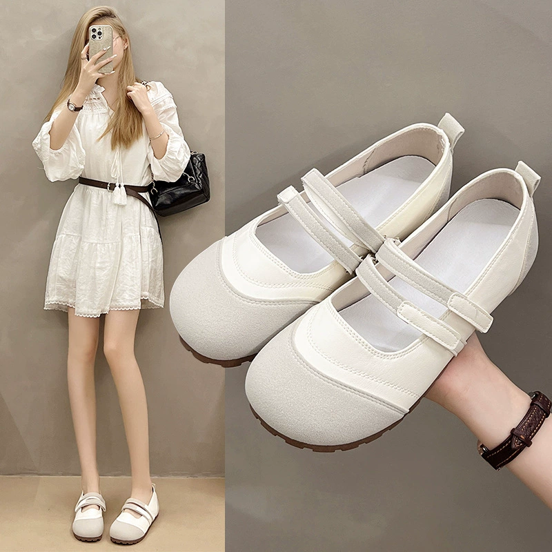 Французские ретро белые балетки Мэри Джейн для женщин, новинка весна-осень 2025, мягкие слипоны на мягкой подошве