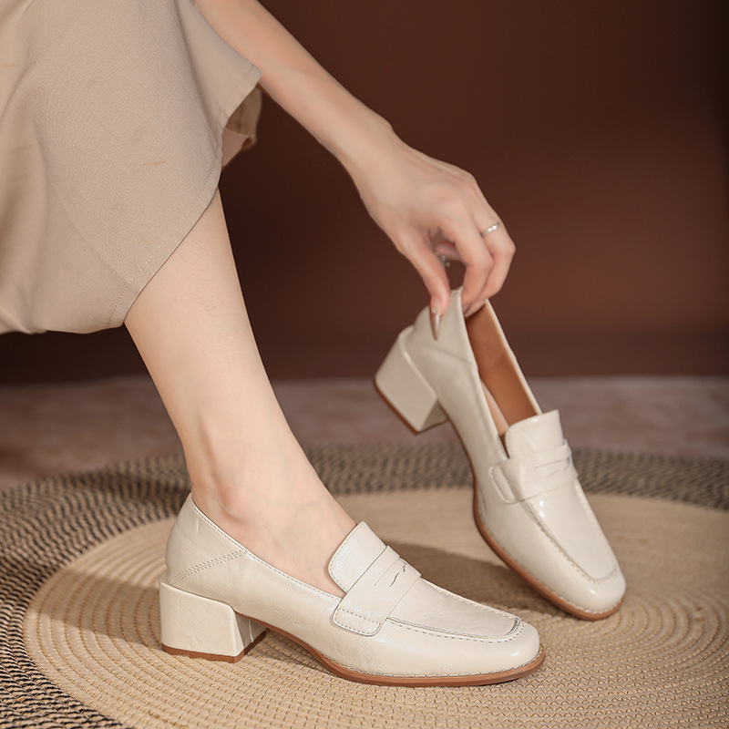 Black Women's Loafers, New Autumn And Winter Vintage Soft Shoes, Can Be Worn With The Up Or Down, College Style Slip-on_vogvips.com