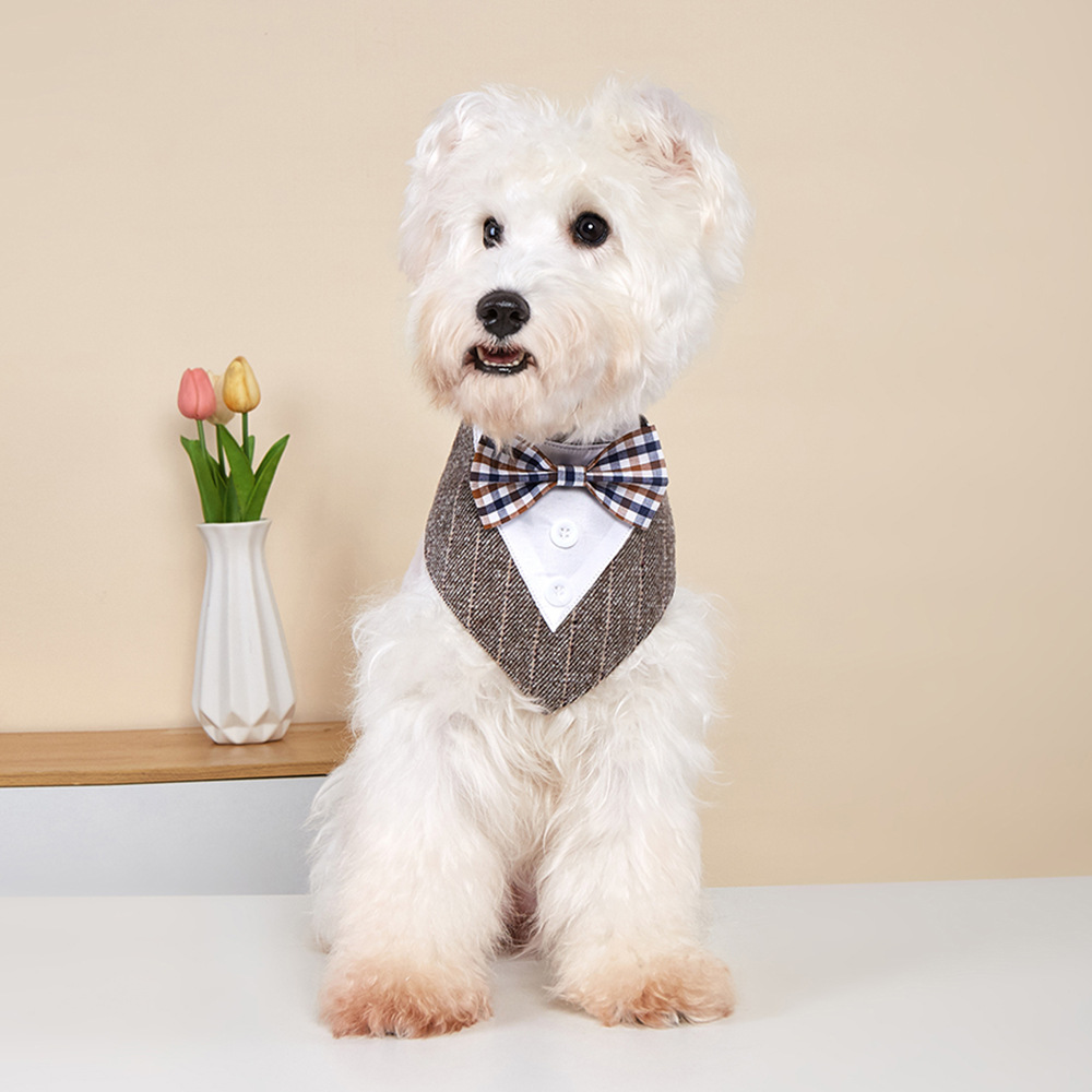 TANPOPO transfronterizo nuevo estilo británico trajes de boda mascotas toallas de saliva velcro toallas bufandas