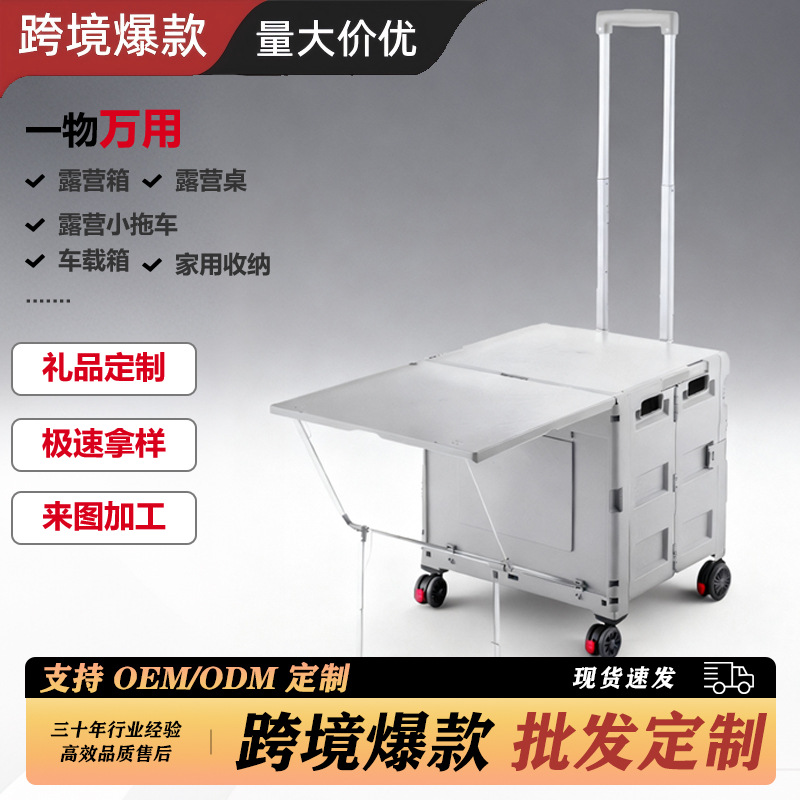 Outdoor Folding Ladder Camping Cart with Large Capacity Stand, Lightweight and Expandable Camping Trolley