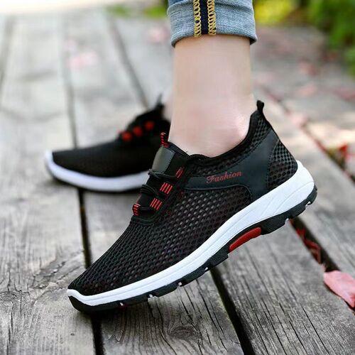 Summer New Couple Mesh Fabric Shoes Breathable Hollow Single Mesh Casual Sports Shoes Outdoor Shoes Men's Single Shoes