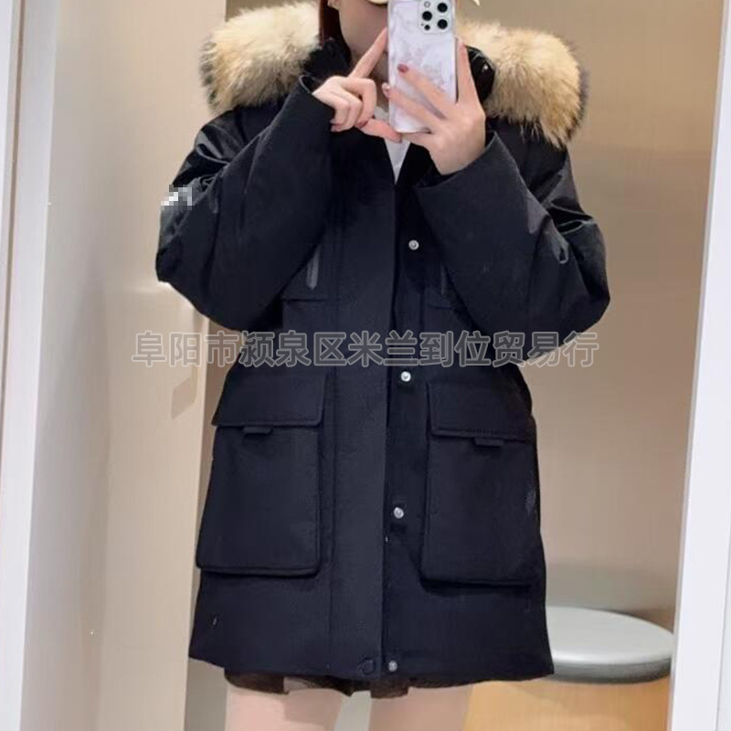 莆田现货ML闽B洋基队2代鹅绒羽绒服中长款加厚连帽毛领户外情侣款|undefined